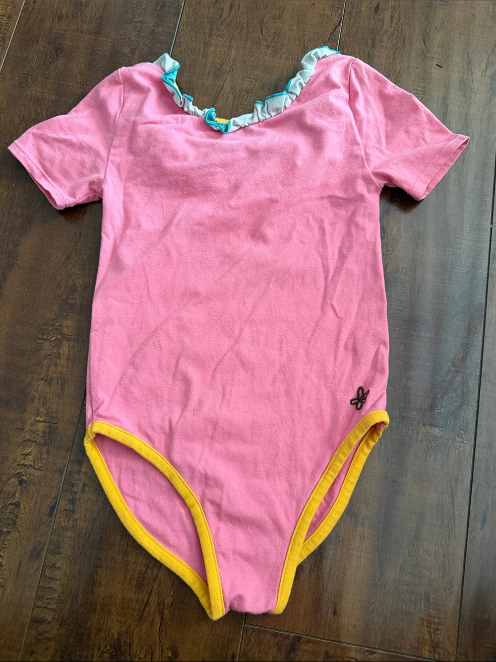 Matilda Jane Pink One-Piece Bodysuit with Yellow Trim